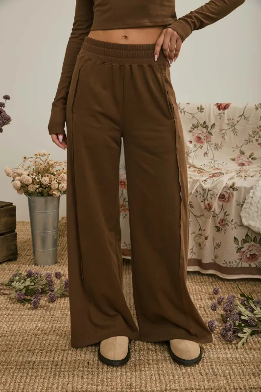 ELASTIC WAIST SIDE PANEL KNIT LOUNGE PANTS made by J.O.A.