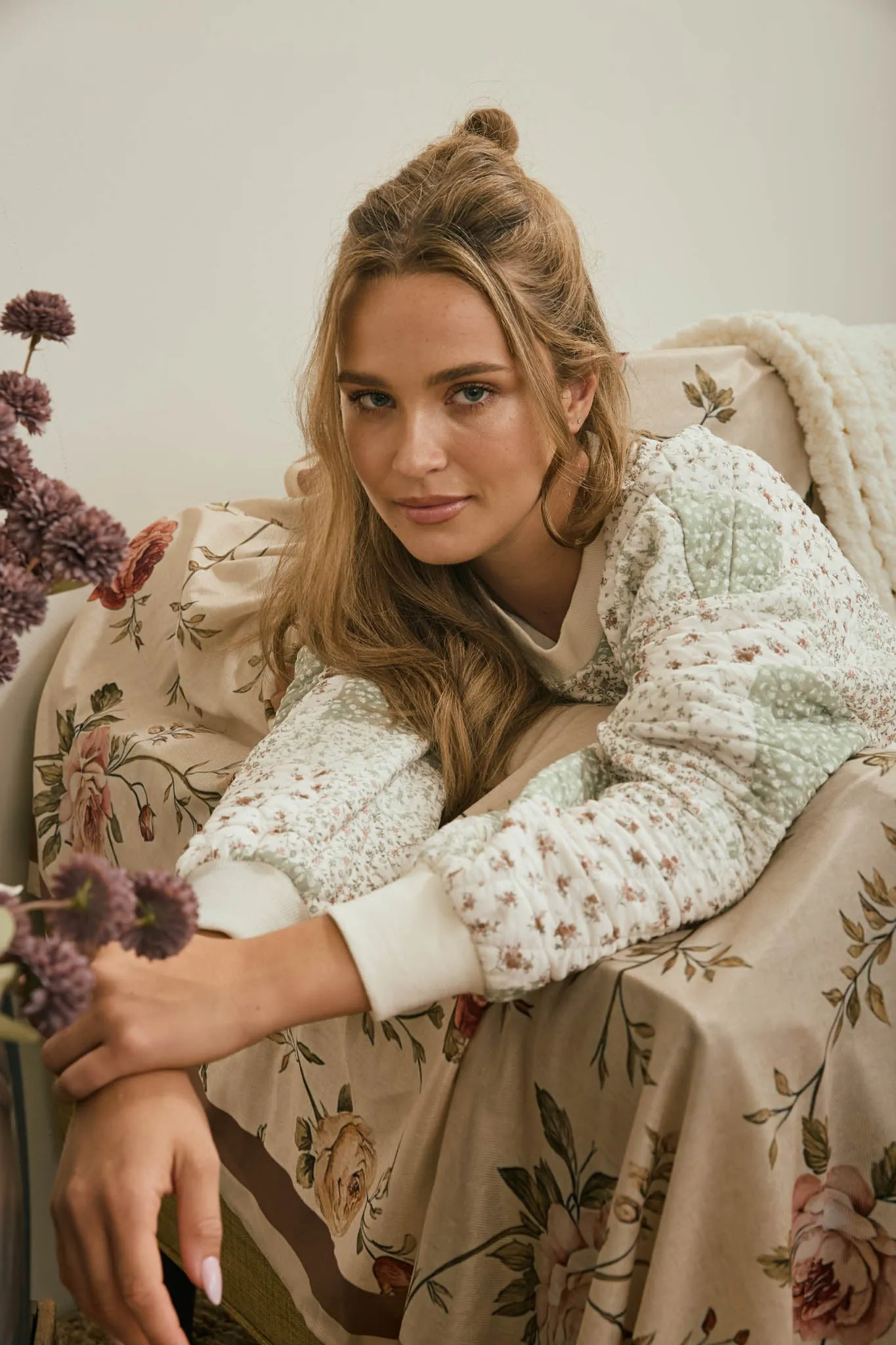 MULTI-FLORAL PATCHWORK LONG SLEEVE KNIT TOP (PRE-ORDER) sold by Blu Pepper product image thumbnail 4