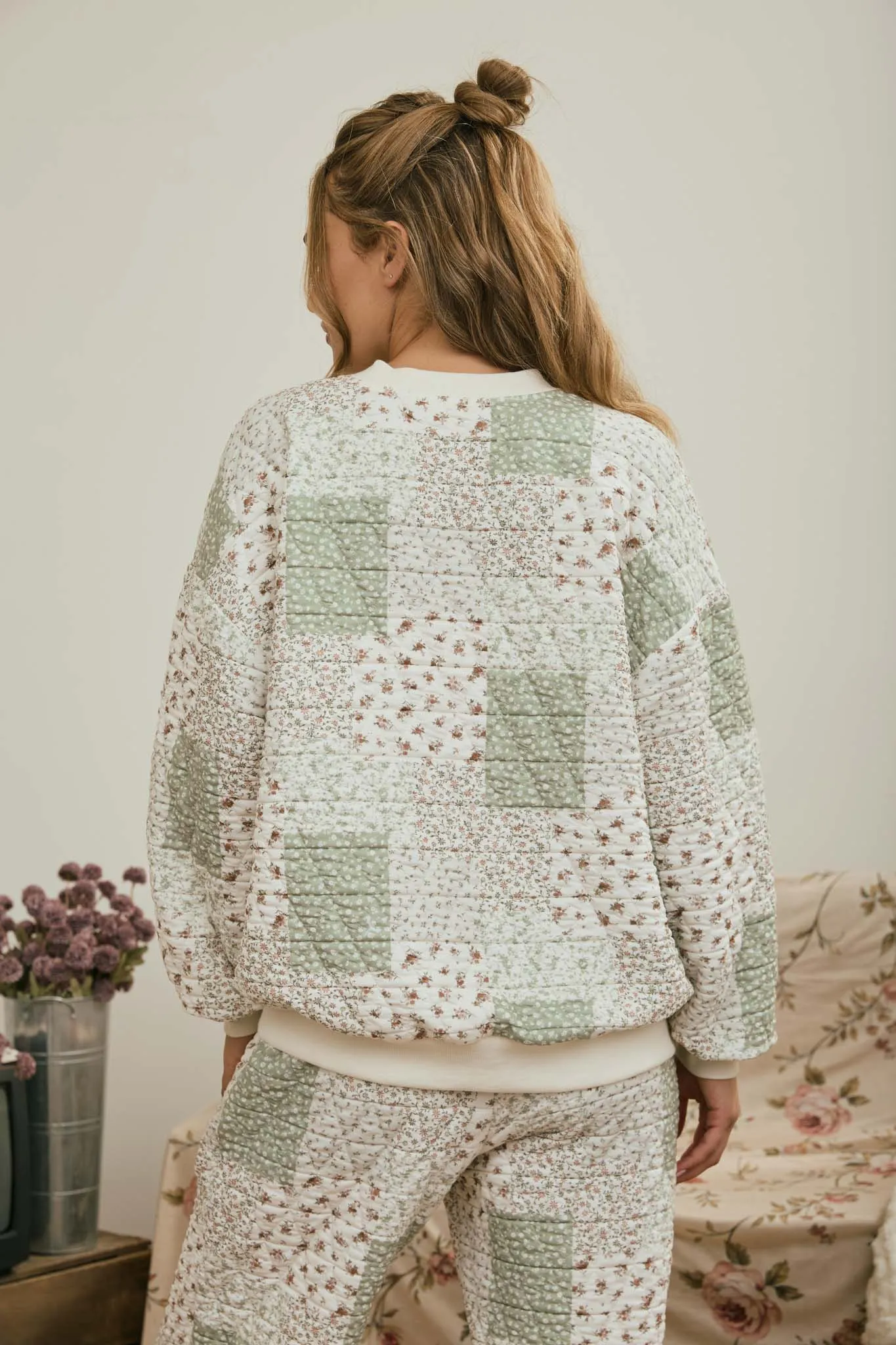 MULTI-FLORAL PATCHWORK LONG SLEEVE KNIT TOP (PRE-ORDER) sold by Blu Pepper product image thumbnail 2