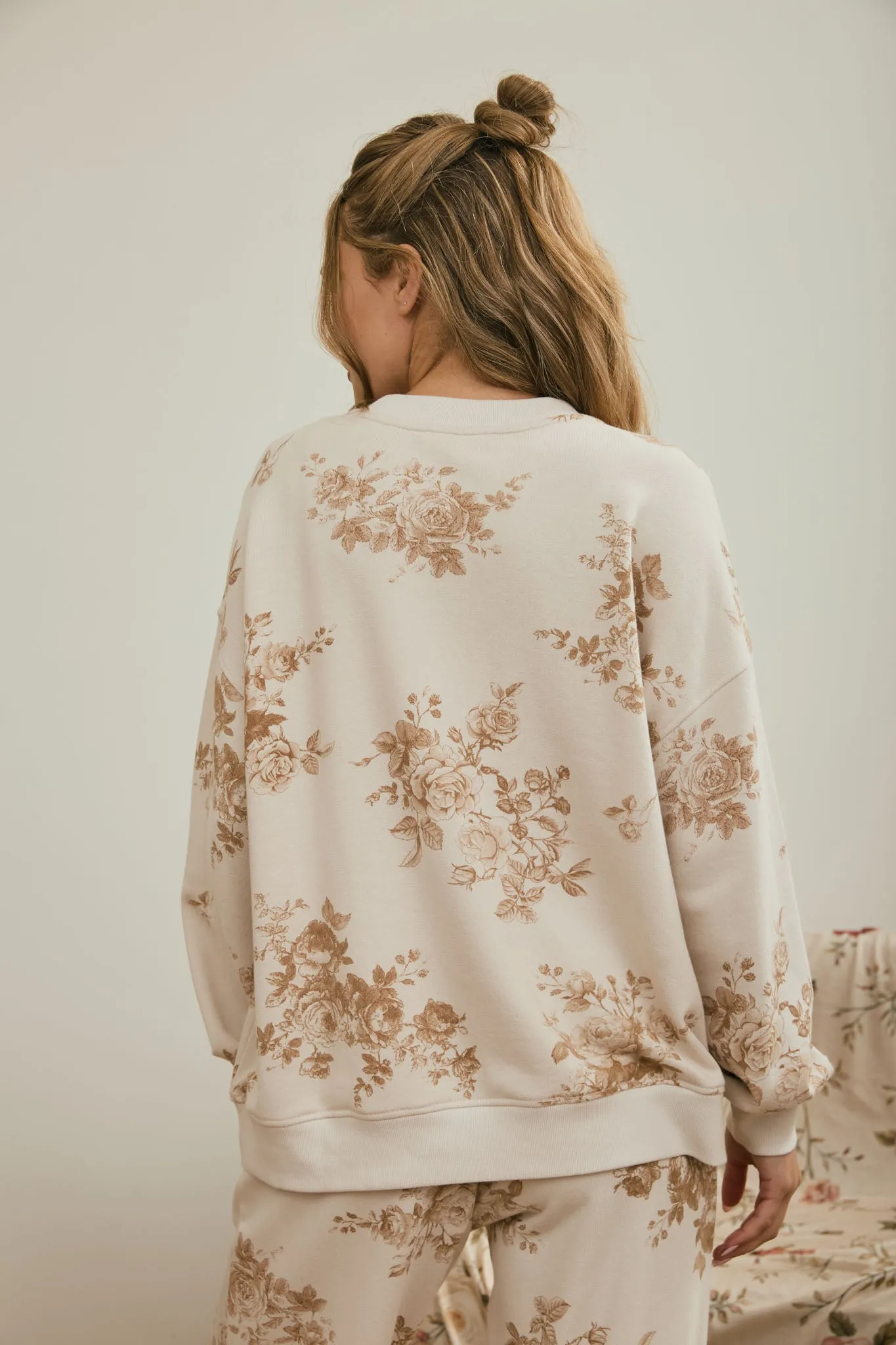 FLORAL TOILE LONG SLEEVE CREW NECK KNIT TOP sold by Blu Pepper product image thumbnail 2