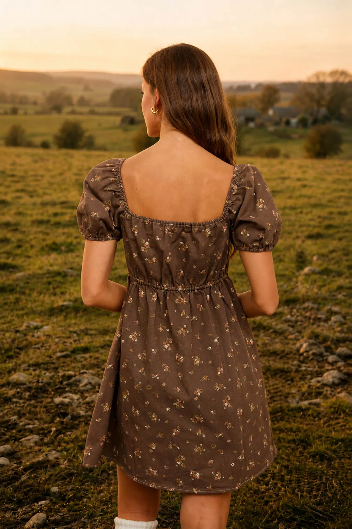 DITSY FLORAL PUFF SLEEVE SQUARE NECK MINI DRESS sold by Blu Pepper product image thumbnail 2
