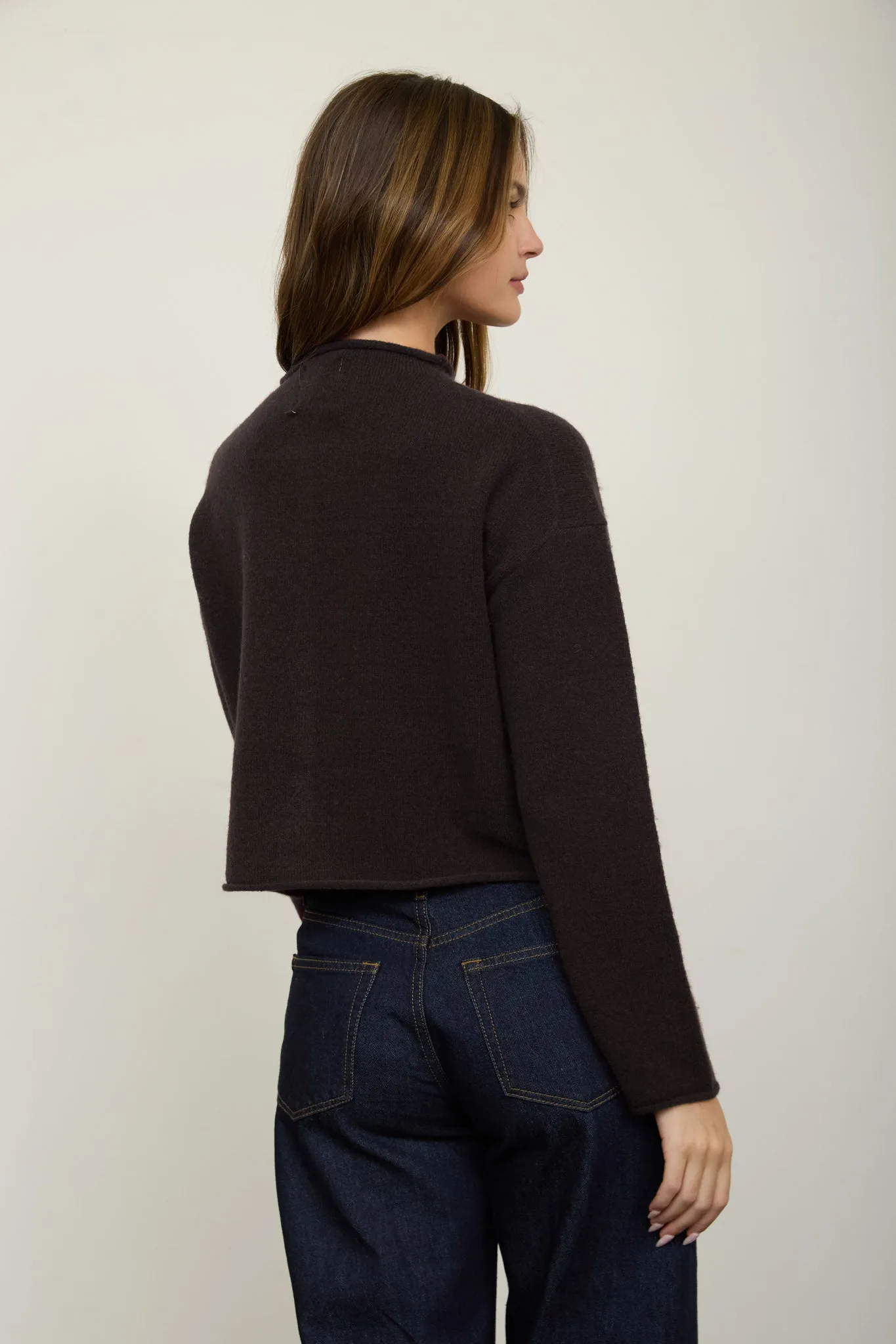 RAW EDGE MOCK NECK BUTTON DOWN CARDIGAN sold by Blu Pepper product image thumbnail 5