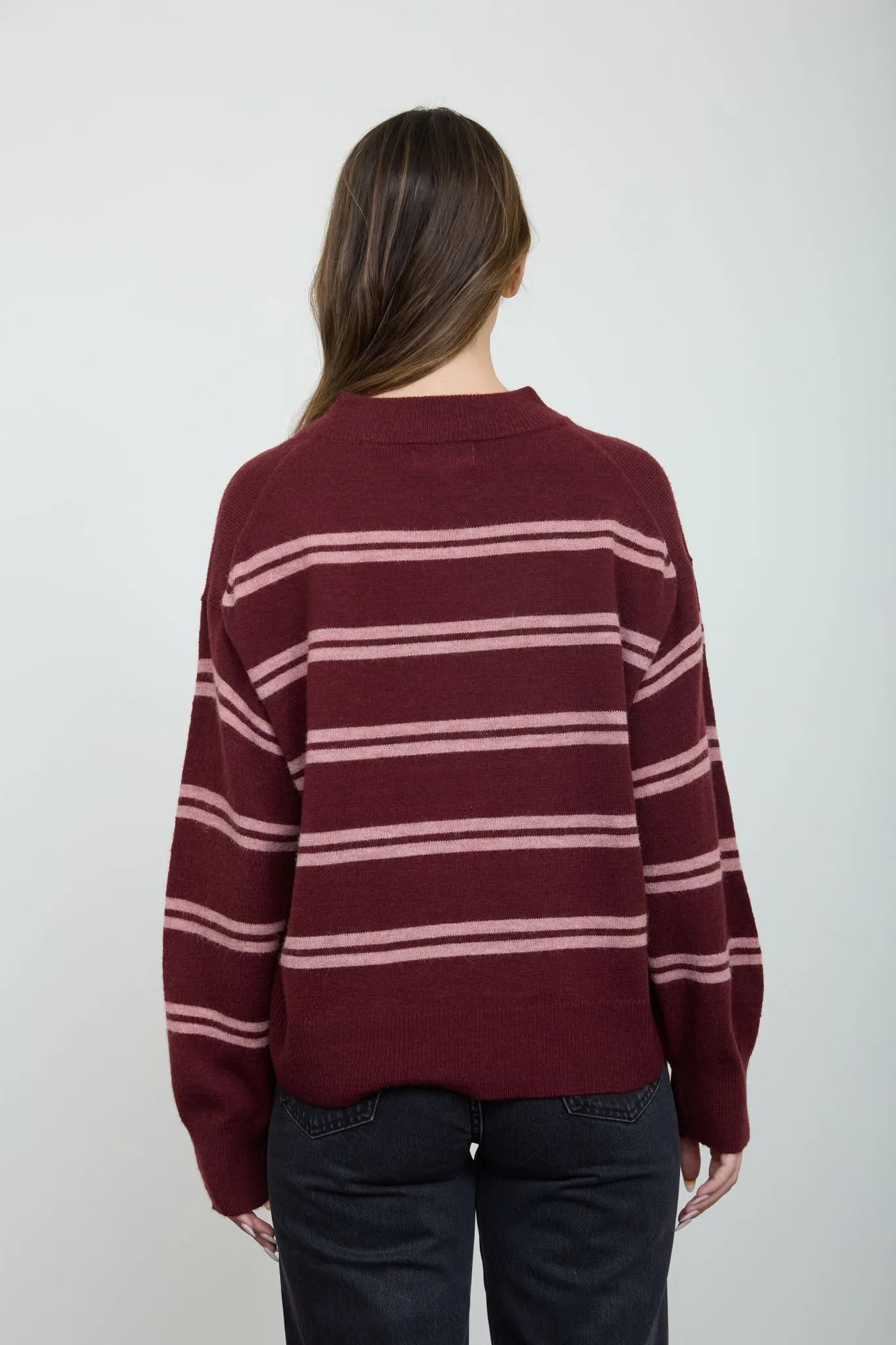 STRIPE DROP SLEEVE CREW NECK KNIT PULLOVER sold by Blu Pepper product image thumbnail 3