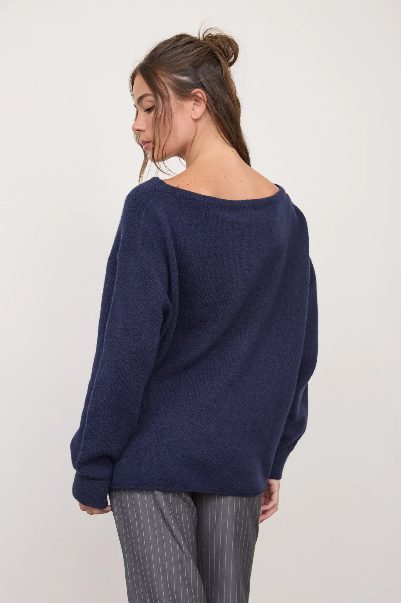 BOAT NECK OVERSIZED KNIT PULLOVER SWEATER sold by Blu Pepper product image thumbnail 4