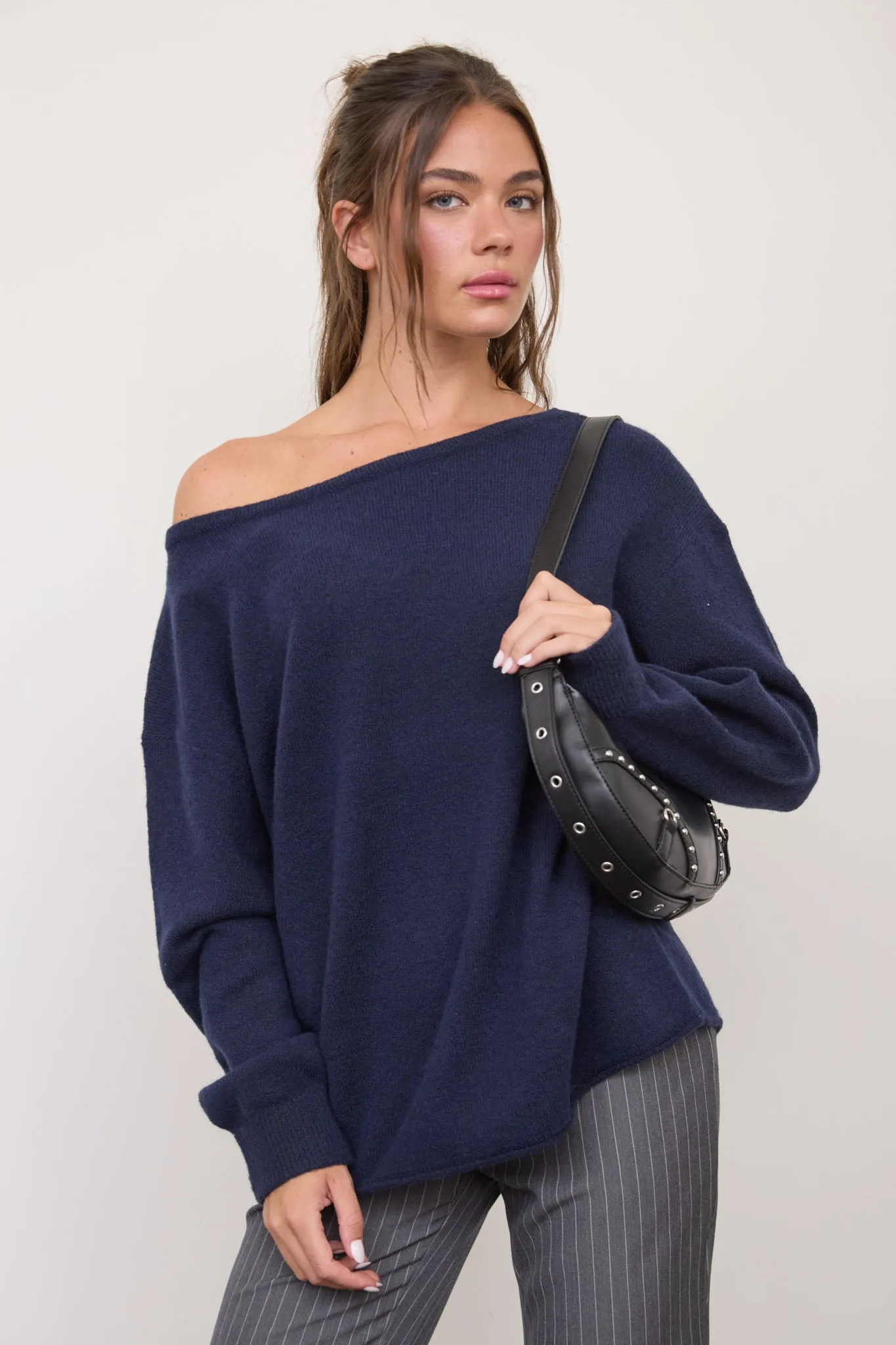 BOAT NECK OVERSIZED KNIT PULLOVER SWEATER sold by Blu Pepper product image thumbnail 5