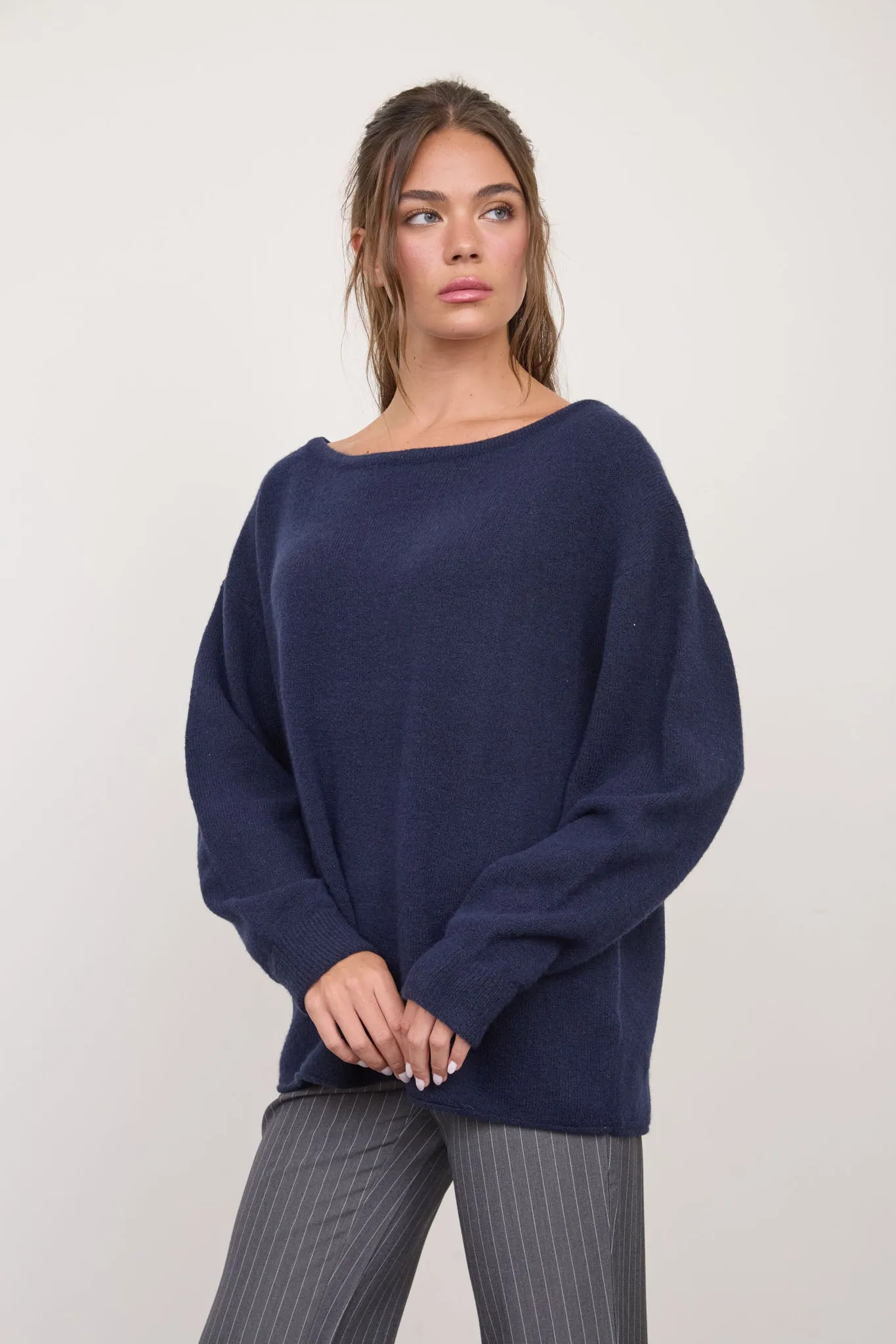 BOAT NECK OVERSIZED KNIT PULLOVER SWEATER sold by Blu Pepper product image thumbnail 3