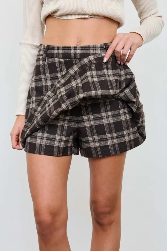 PLAID PLEATED MINI SKORT made by Blu Pepper