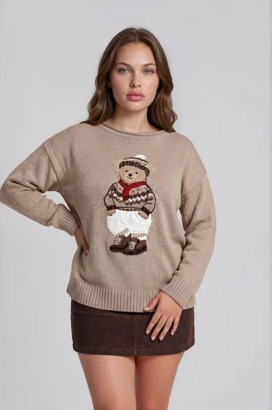 PLUS TEDDY JACQUARD ROLLED CREW NECK KNIT PULLOVER made by Blu Pepper