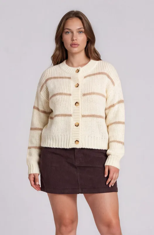 PLUS STRIPE JACQUARD BUTTON DOWN KNIT CARDIGAN made by Blu Pepper