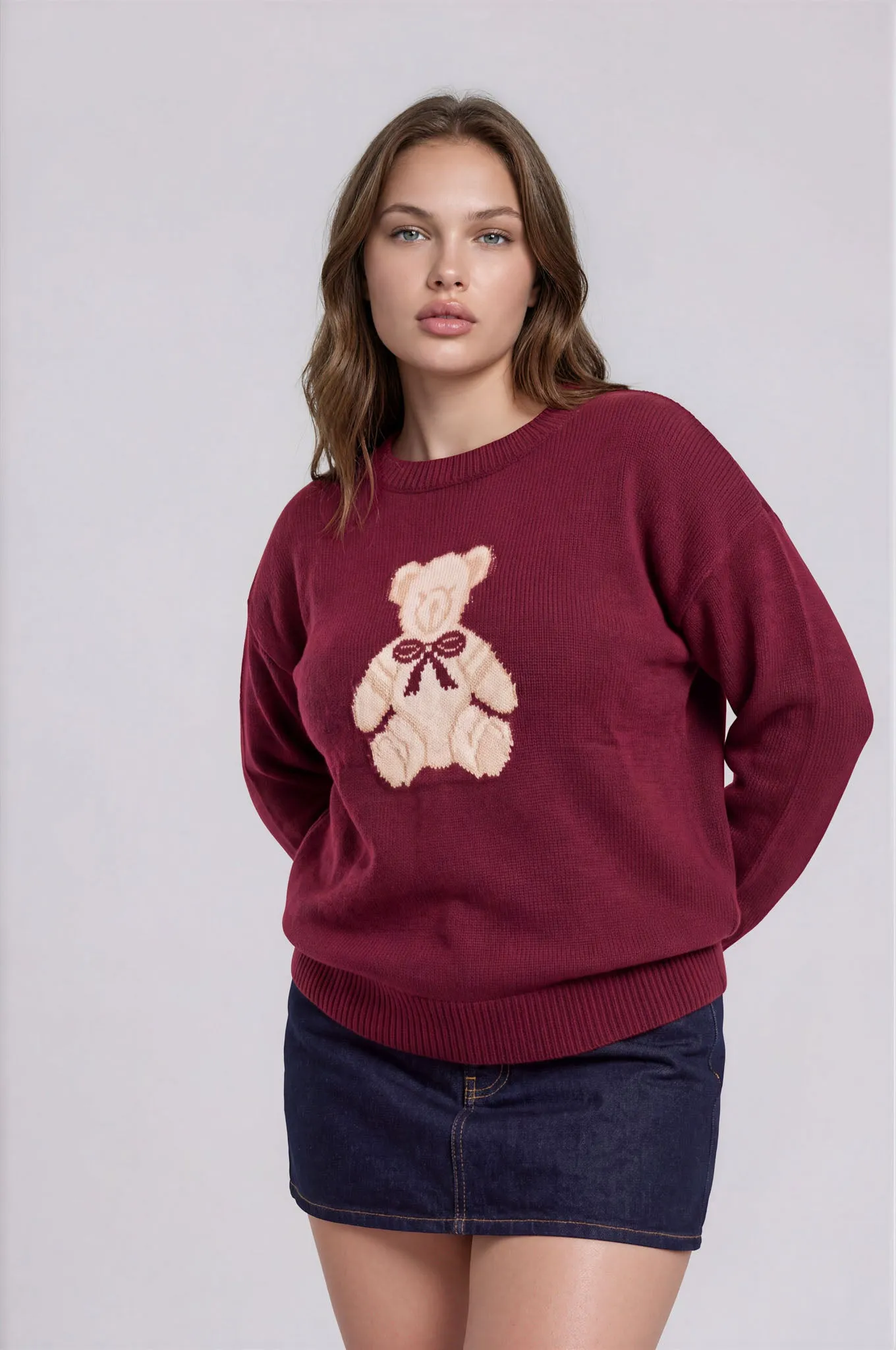 PLUS TEDDY JACQUARD CREW NECK PULLOVER SWEATER sold by Blu Pepper product image thumbnail 3