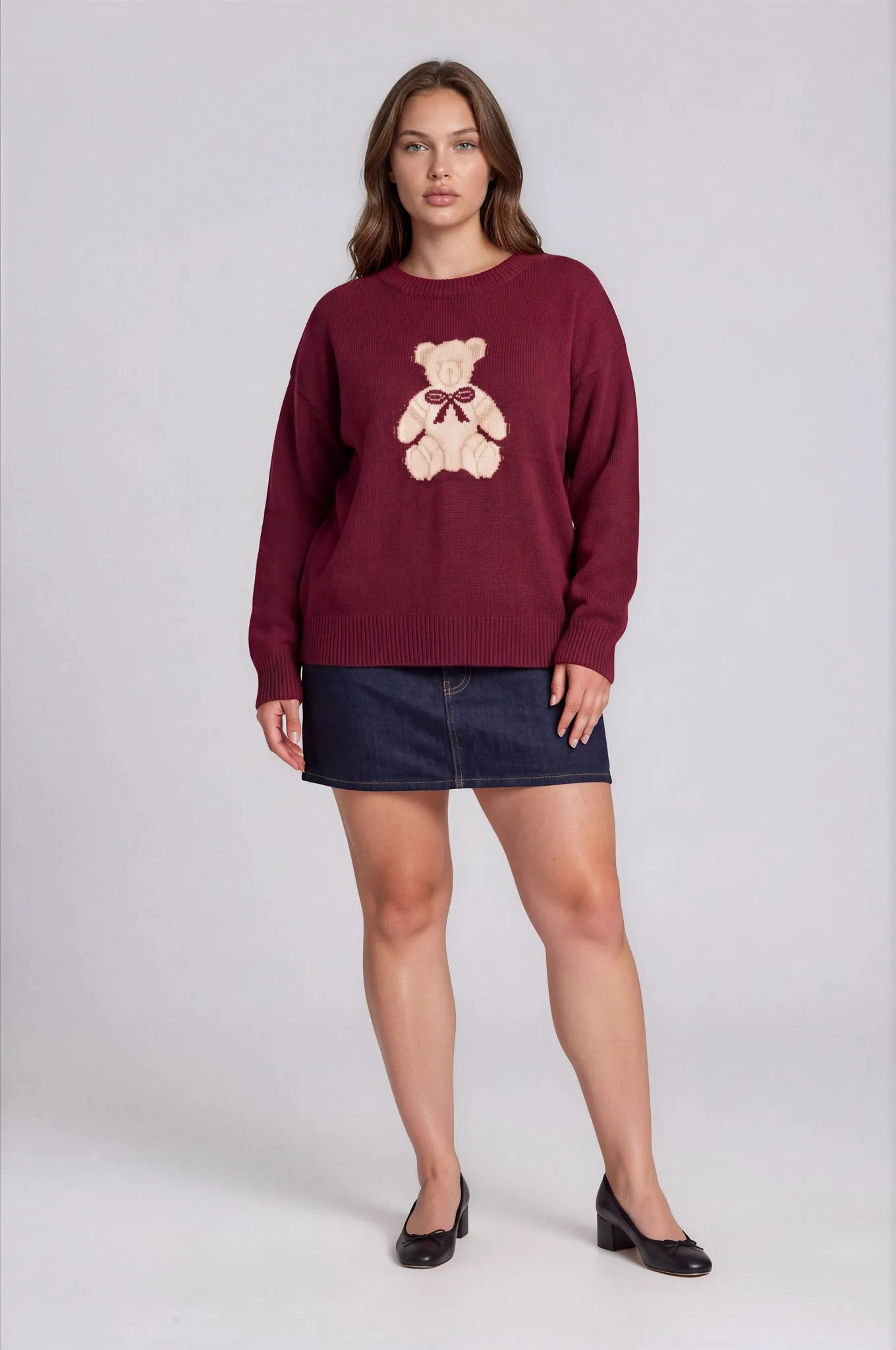 PLUS TEDDY JACQUARD CREW NECK PULLOVER SWEATER sold by Blu Pepper product image thumbnail 4
