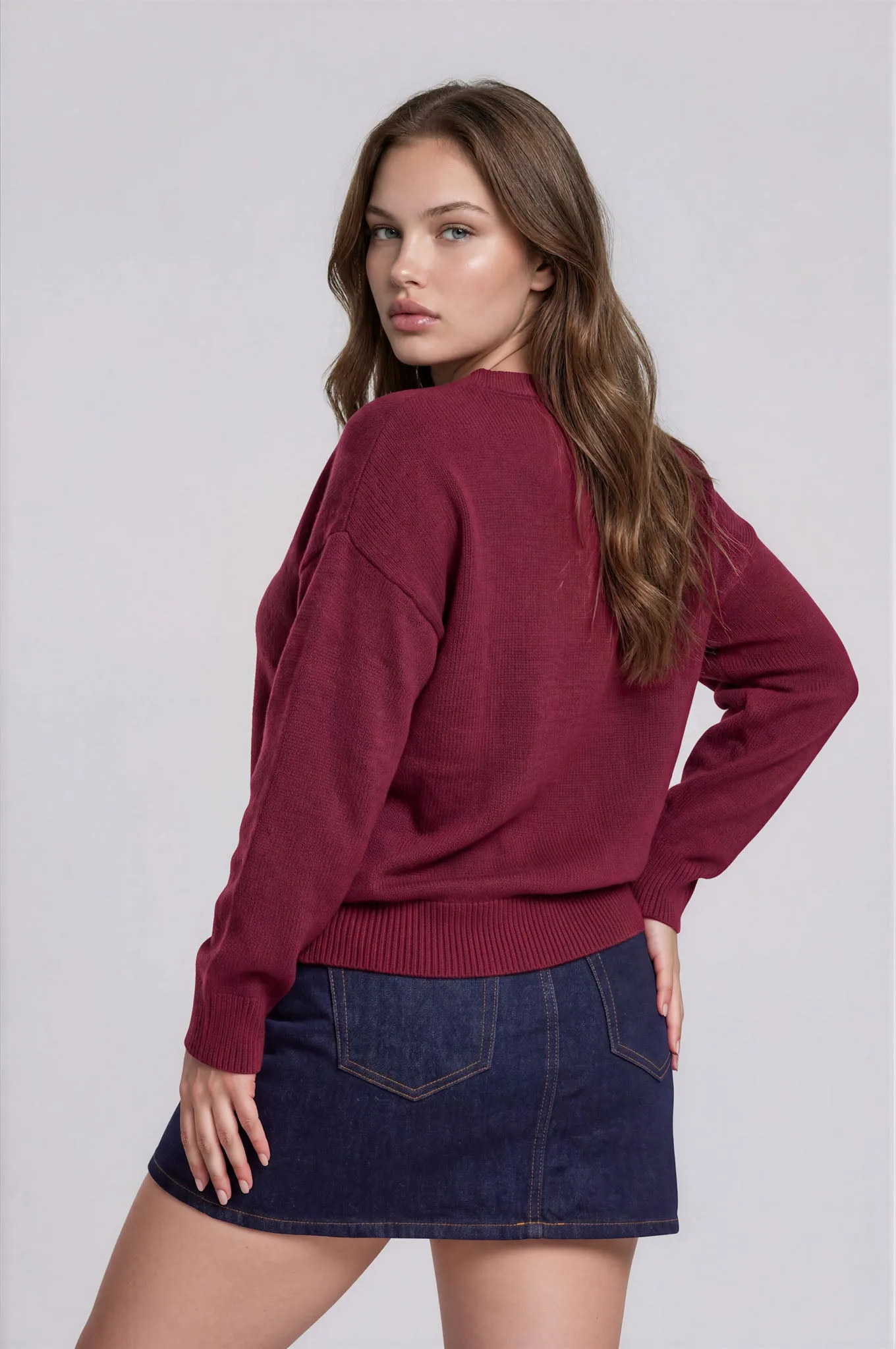 PLUS TEDDY JACQUARD CREW NECK PULLOVER SWEATER sold by Blu Pepper product image thumbnail 2