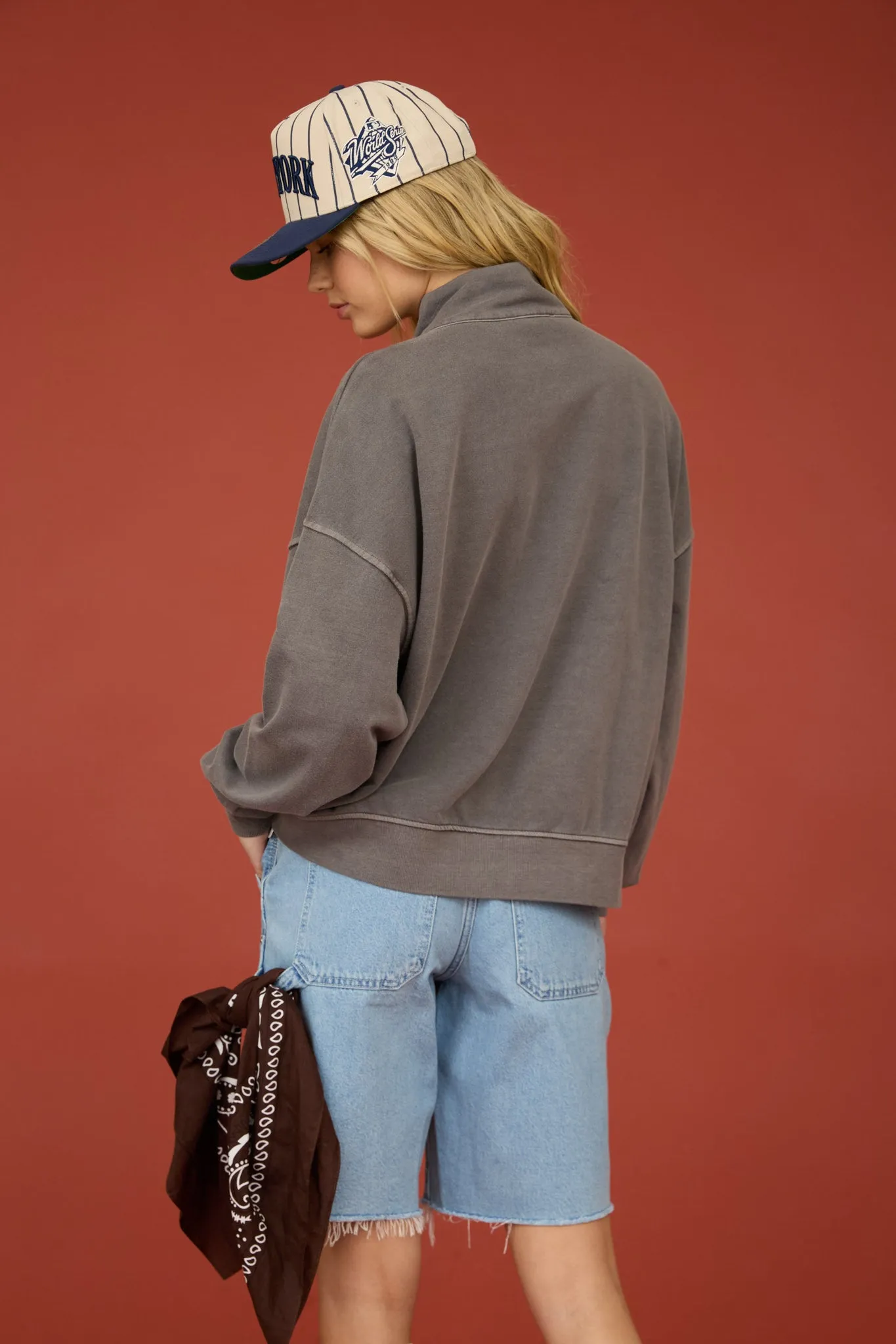 MOCK NECK HENLEY LONG SLEEVE KNIT TOP sold by Blu Pepper product image thumbnail 2
