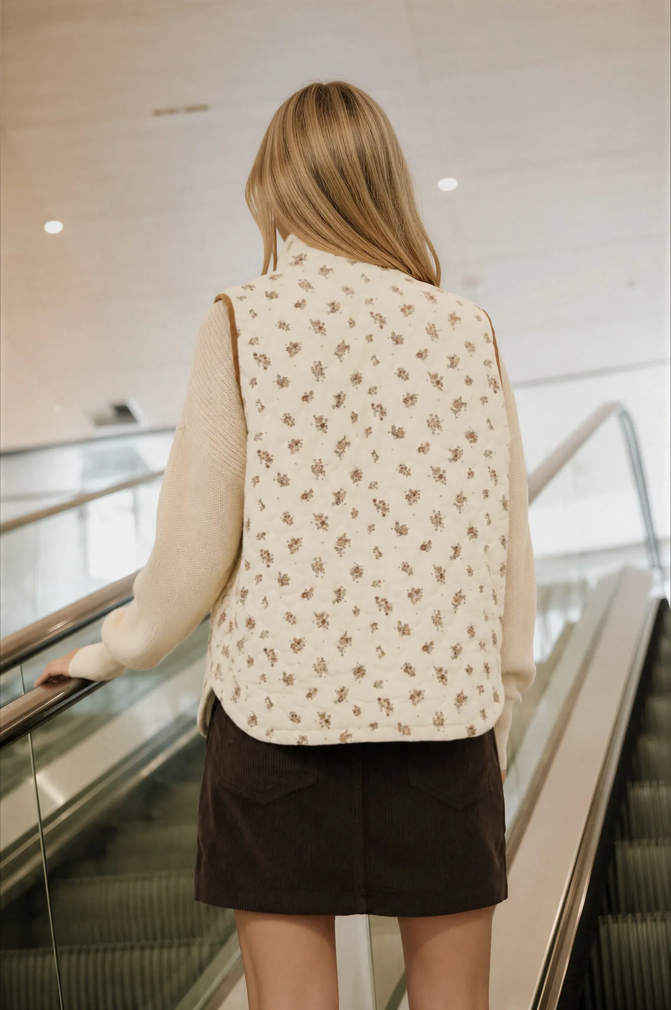 FLORAL QUILTED ZIP-FRONT MOCK NECK VEST (PRE-ORDER) sold by Blu Pepper product image thumbnail 2