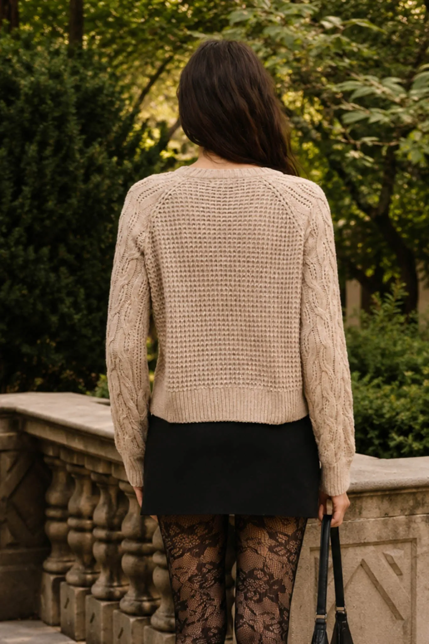 CABLE KNIT RAGLAN SLEEVE PULLOVER SWEATER sold by Blu Pepper product image thumbnail 2