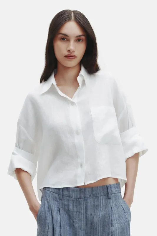 Next Ex Shirt in Delave Linen White sold by Blue & Cream