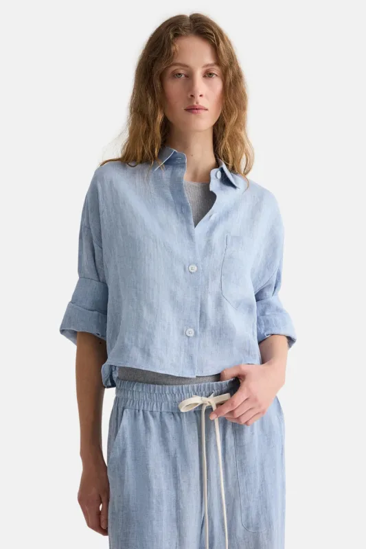 Next Ex Shirt in Delave Hemp Light Indigo sold by Blue & Cream