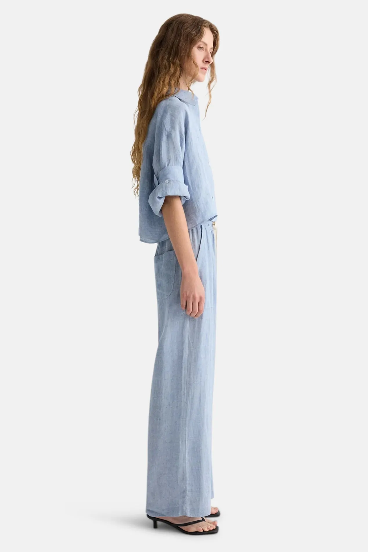 Main St. Pant in Washed Hemp Denim Light Indigo sold by Blue & Cream product image thumbnail 5