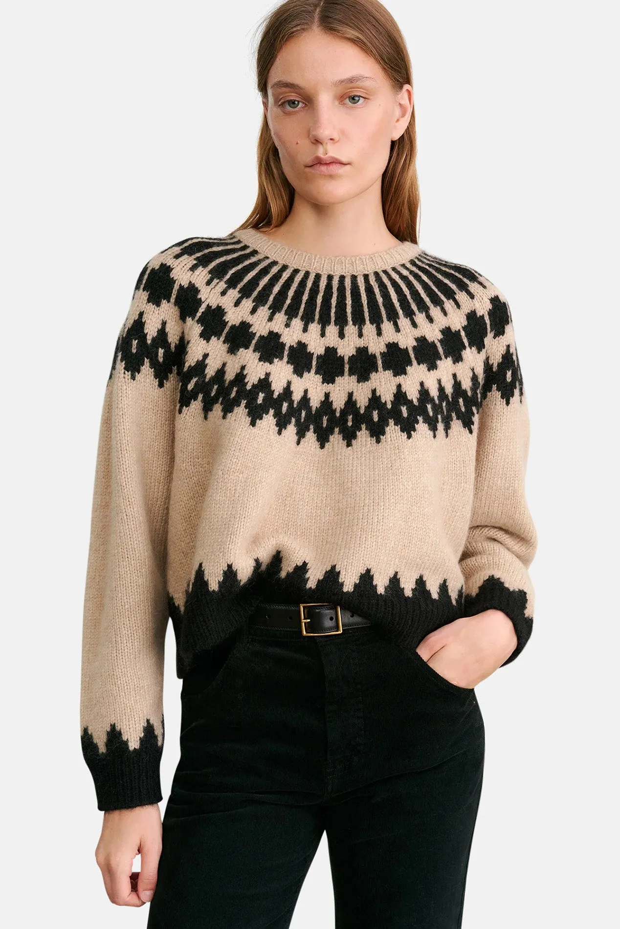 Alena Sweater Light Camel Fair Isle sold by Blue & Cream product image thumbnail 2