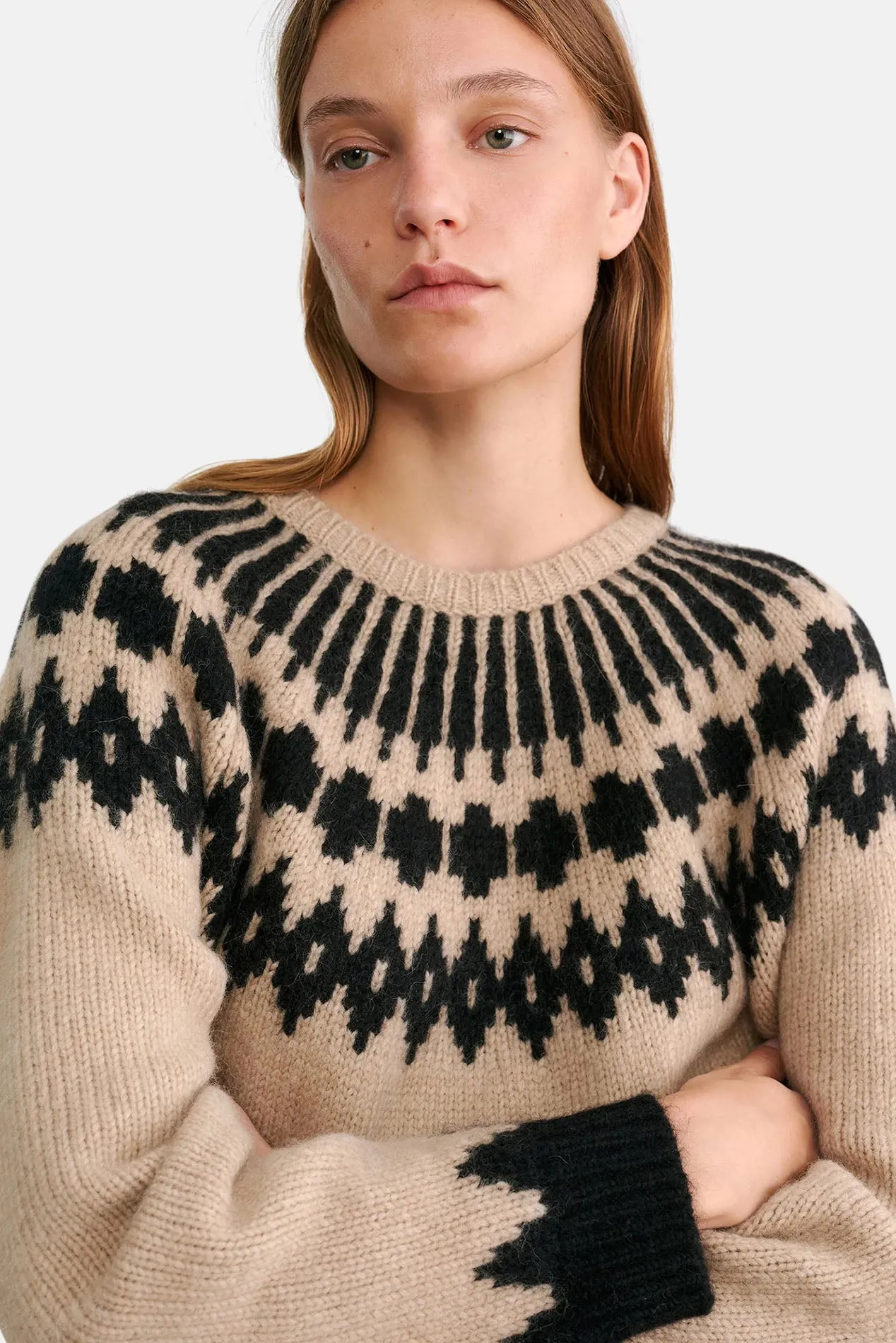 Alena Sweater Light Camel Fair Isle sold by Blue & Cream product image thumbnail 3