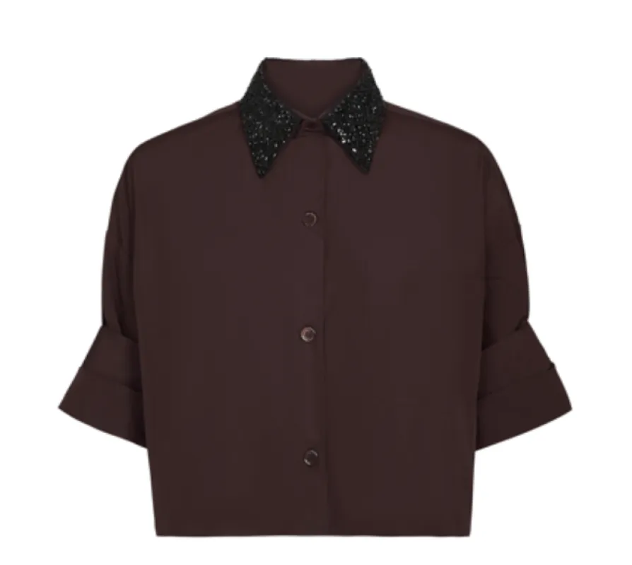 Next Ex With Crystal Collar in Cotton Poplin After Dark sold by Blue & Cream