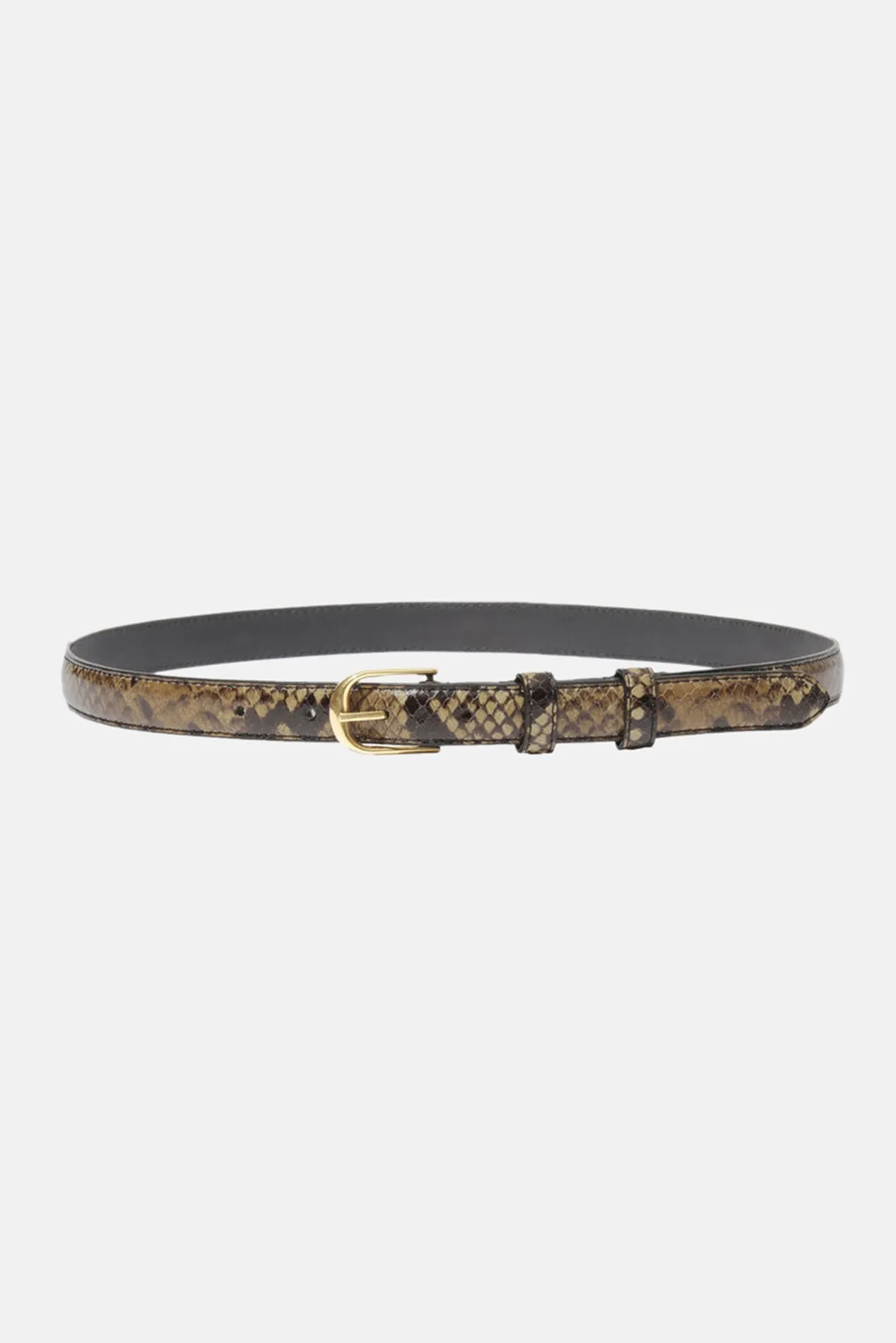 Jane Belt Brown Snakeskin W/ Antique Gold sold by Blue & Cream