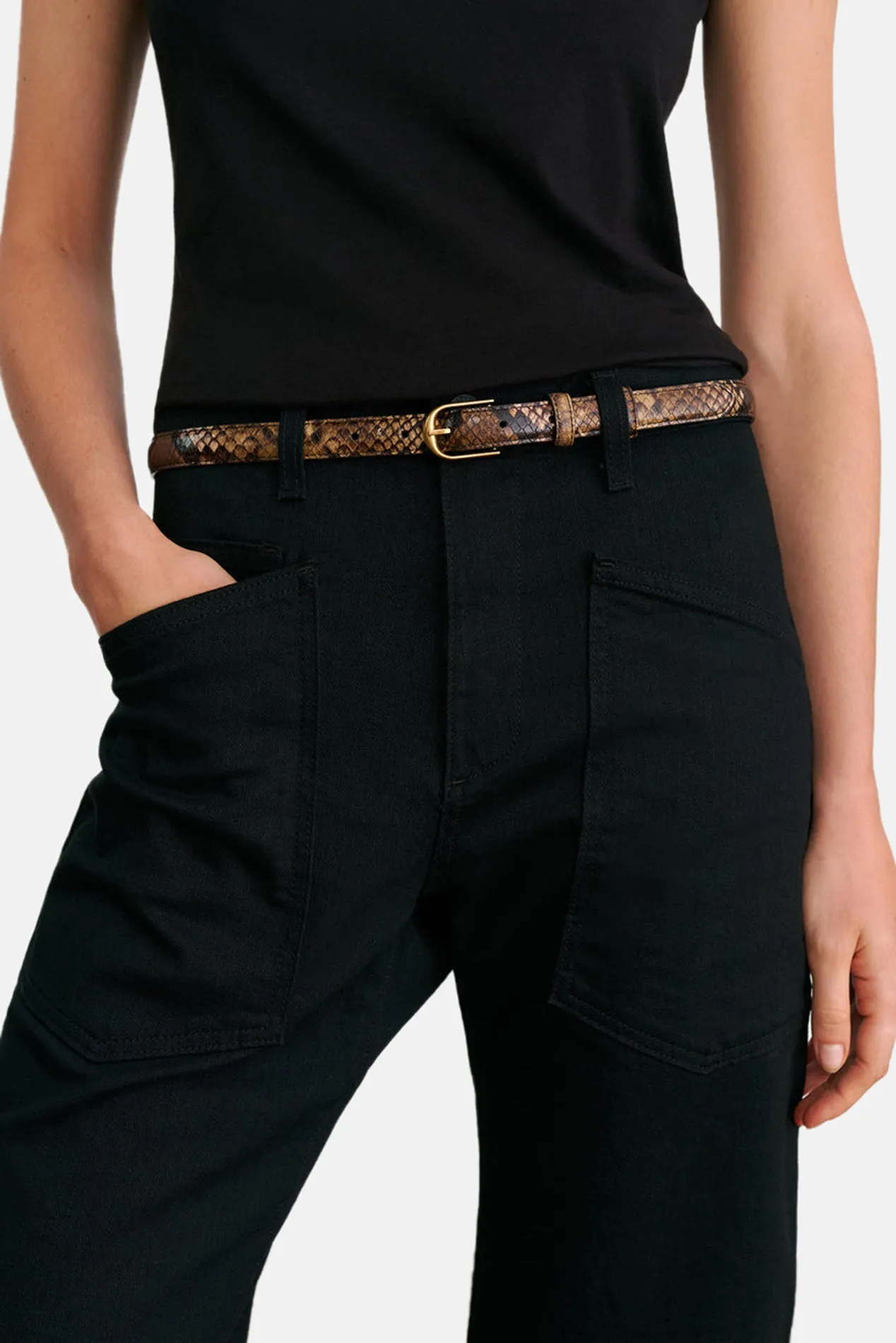 Jane Belt Brown Snakeskin W/ Antique Gold sold by Blue & Cream product image thumbnail 3