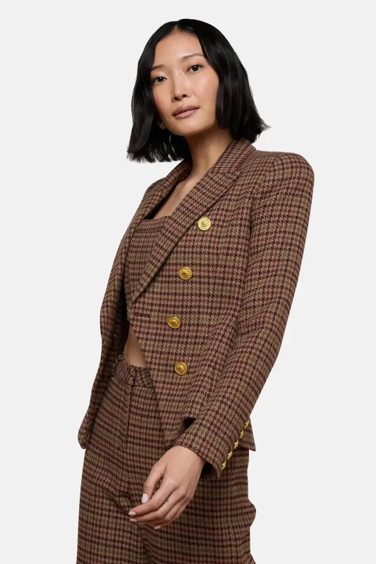 Bethany Blazer Dark Brown Multi Houndstooth sold by Blue & Cream