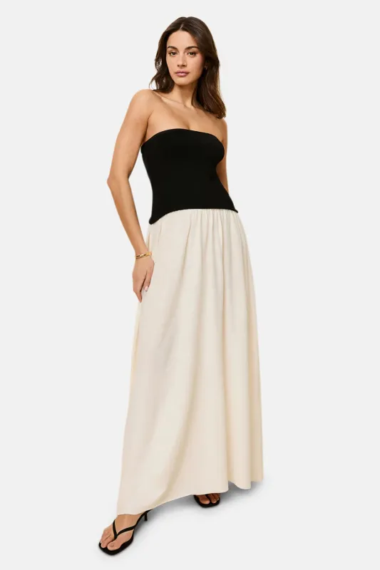 Strapless Soglio Dress Noir / Brule sold by Blue & Cream