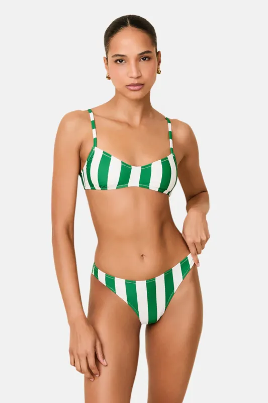 Rachel Bikini Top Tennis Green Stripe sold by Blue & Cream