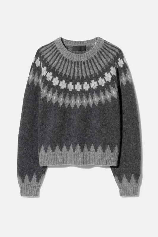 Alena Sweater Dark Grey Melange Fair Isle sold by Blue & Cream