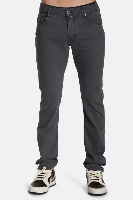 Bard Smooth Brushed Pant Leather Patch Gunmetal sold by Blue & Cream