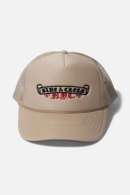 Chrome Banner Trucker Khaki sold by Blue & Cream