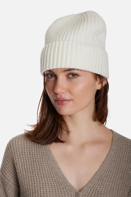 Cashmere Cuff Beanie Ivory sold by Blue & Cream