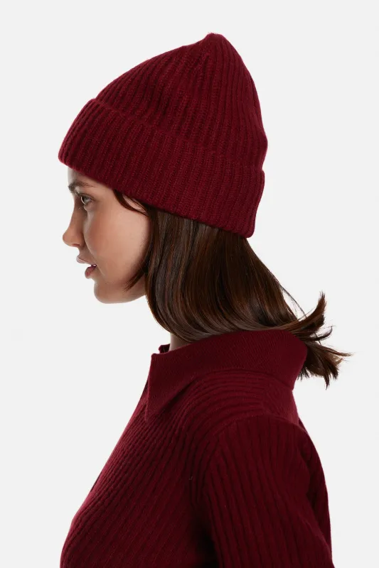 Cashmere Cuff Beanie Burgundy sold by Blue & Cream