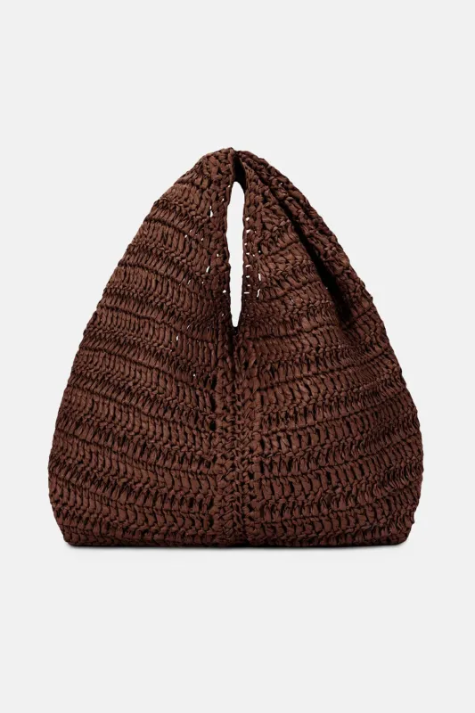 Simone Raffia Bag Chocolate sold by Blue & Cream