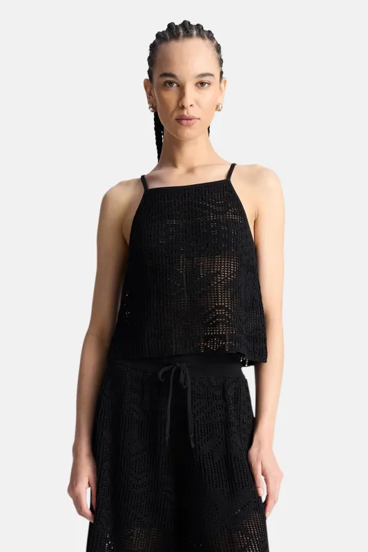 Alden Crochet Knit Top Black sold by Blue & Cream