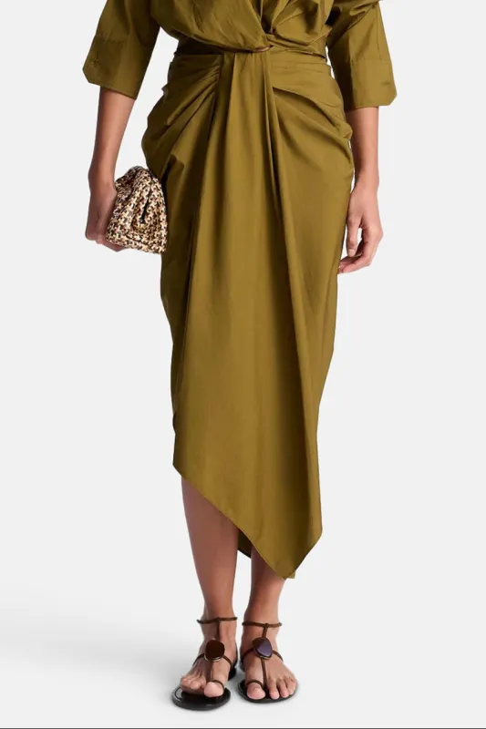 Rhodes Draped Cotton Midi Skirt Hazel made by A.L.C.