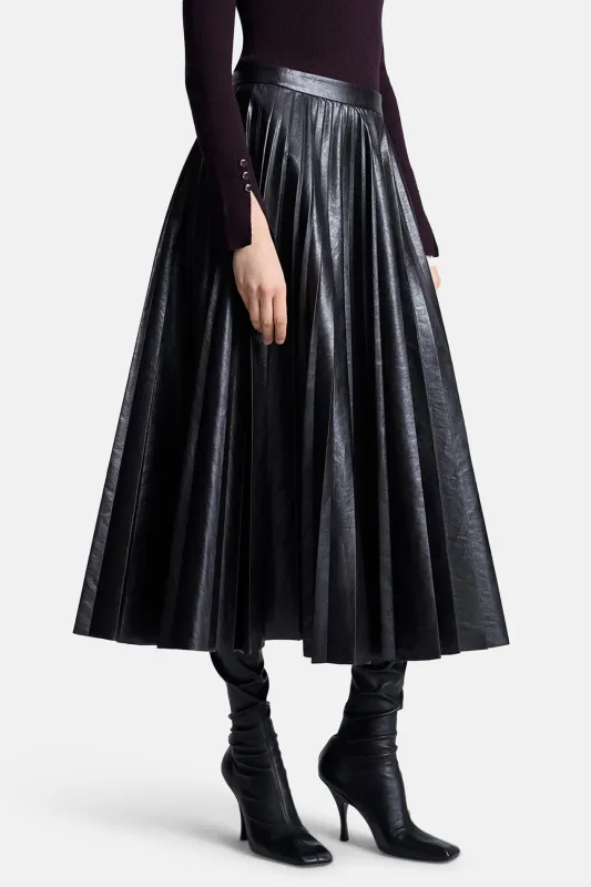 Etta Vegan Leather Midi Skirt Brown sold by Blue & Cream