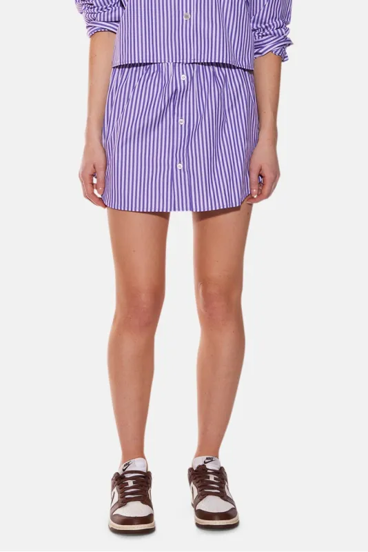 Gemma Poplin Mini Skirt Purple/Pink Stripe made by Blue & Cream