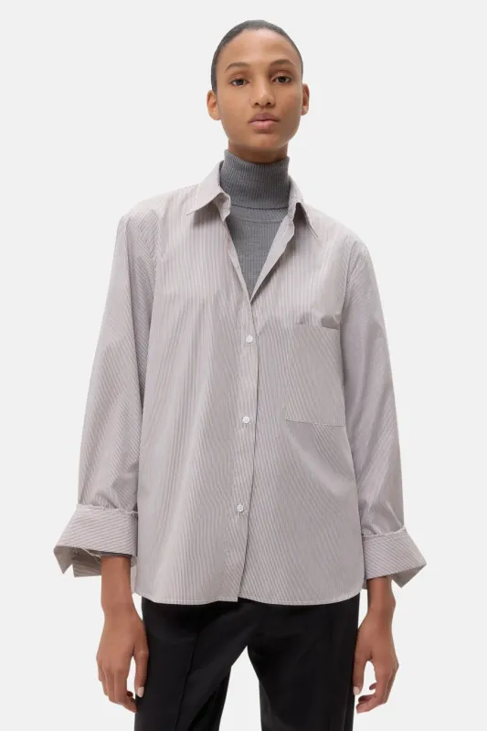 Next Morning Shirt White/Chocolate Stripe sold by Blue & Cream