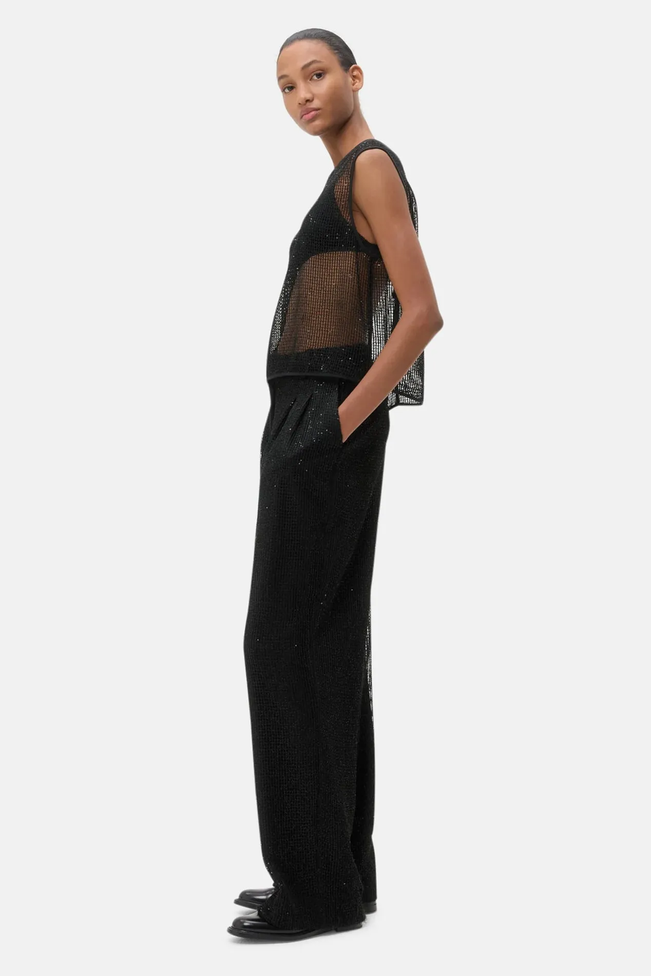 Cropped Muscle Tank Black Sequin sold by Blue & Cream product image thumbnail 2