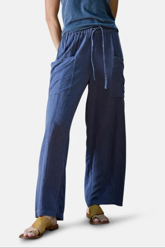 Sydney Wide Leg Linen Viscose Pant Indigo sold by Blue & Cream