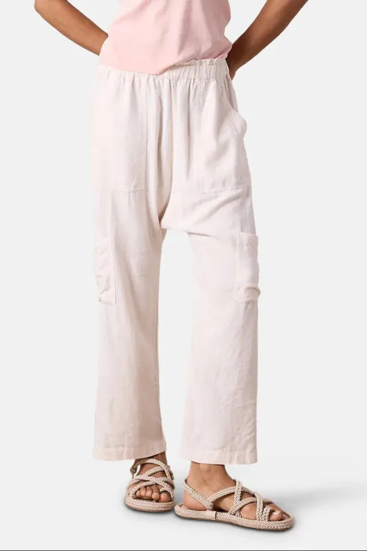 Shailey Paperbag Waist Linen Viscose Pant Chalk sold by Blue & Cream