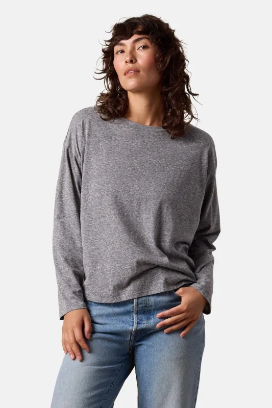 Loffler Boxy Melange Jersey Tee Charcoal Heather Grey made by NSF