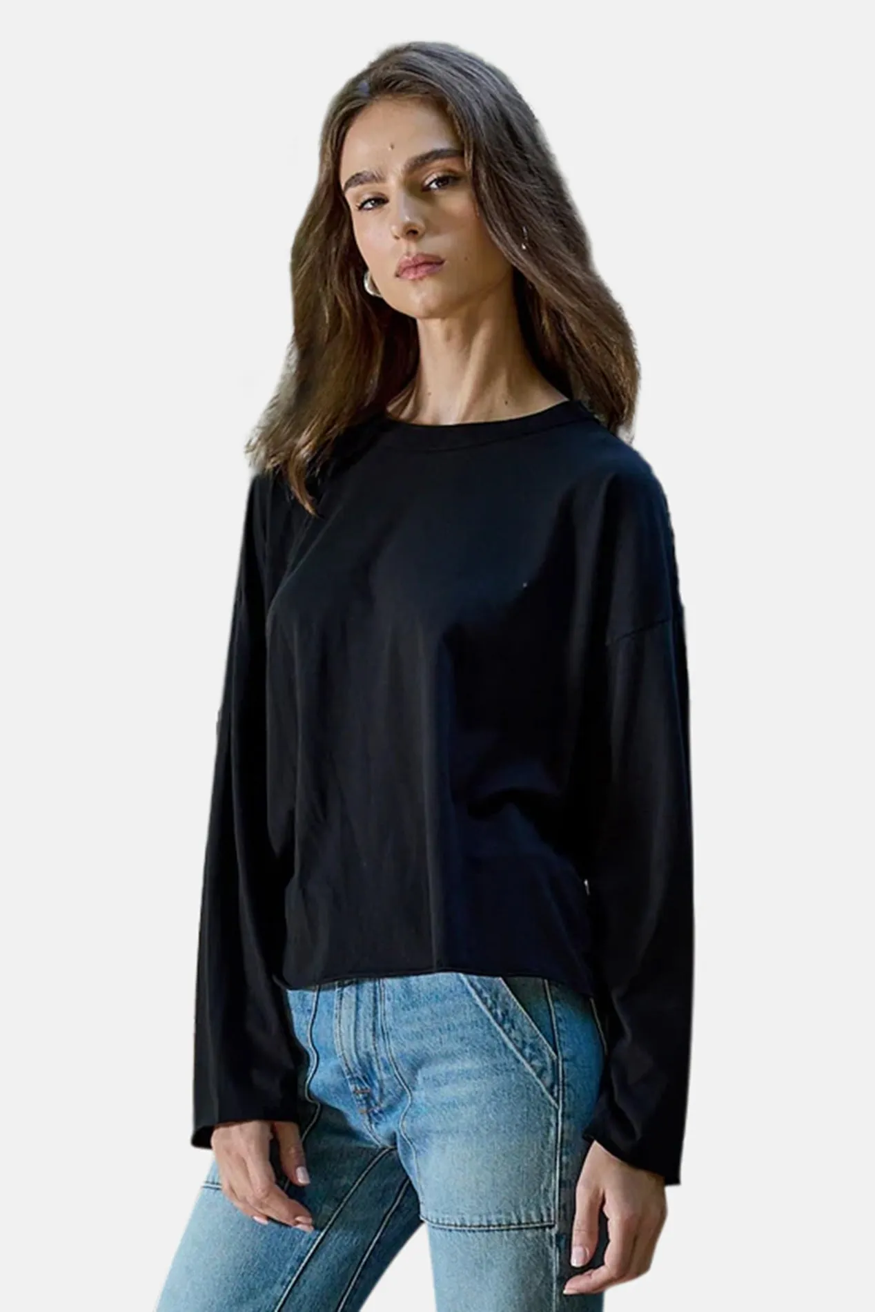 Loffler Boxy Fine Jersey Tee Black sold by Blue & Cream
