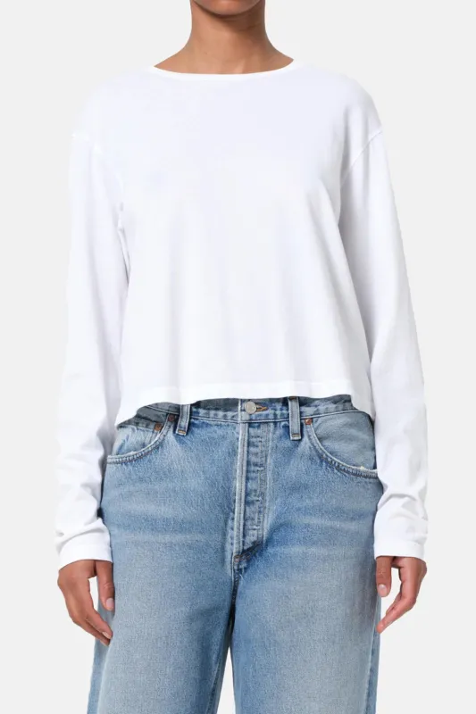Sydney Long Sleeve Tee In White sold by Blue & Cream