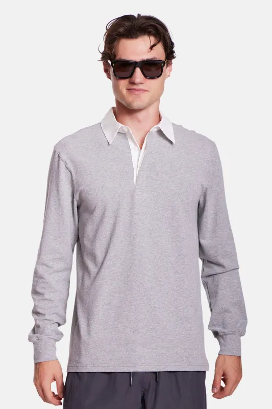 The Maseo Soft Rugby Heather Grey/White Collar sold by Blue & Cream