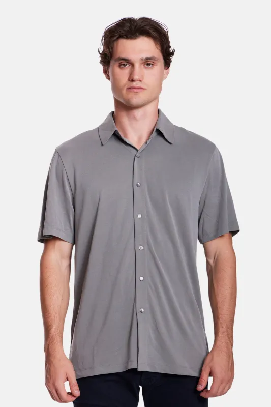 Short Sleeve Micro Pique Shirt Dark Olive sold by Blue & Cream