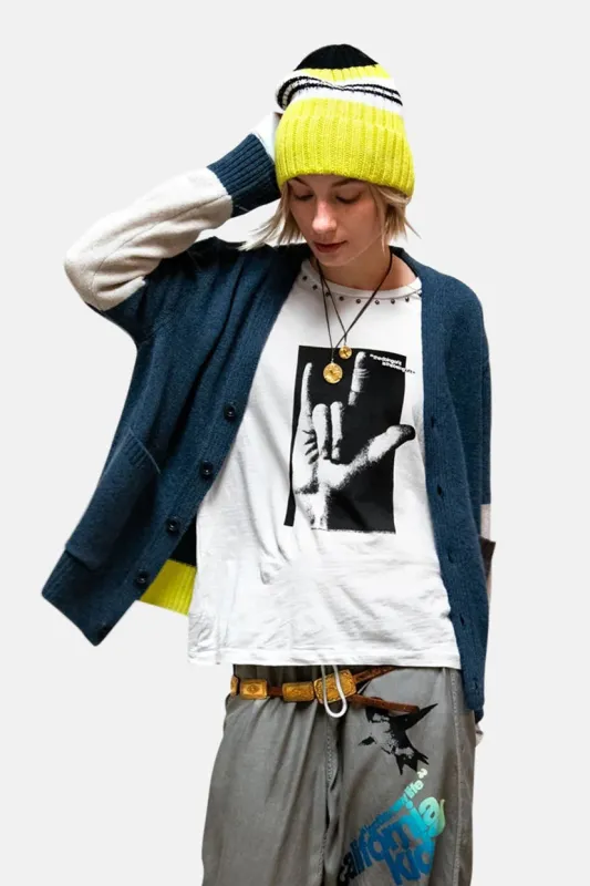 Patch/Pocket Cashmere Lux Cardigan - Mineral Blue Mix made by freecity